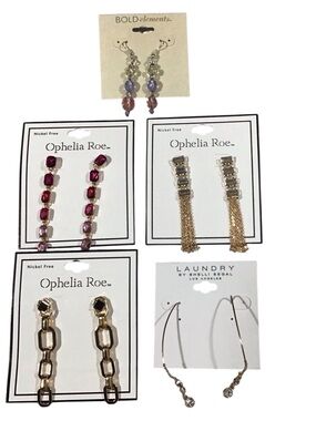 Earring Lot Ophelia Roe Laundry Sheli Segal Bold Elements Drop Chain Jewelry